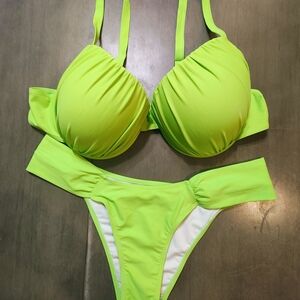 SHEIN Lime Green Ruched Bikini Set XL-DD BRAND NEW